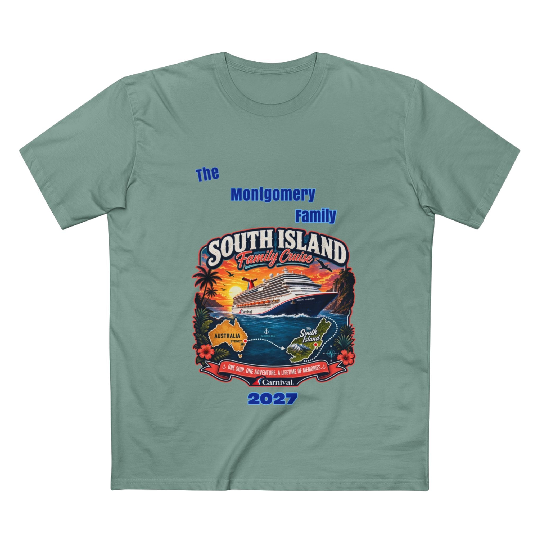 South Island Family Cruise 2027 T‑Shirt — Personalized Montgomery Vacation Tee