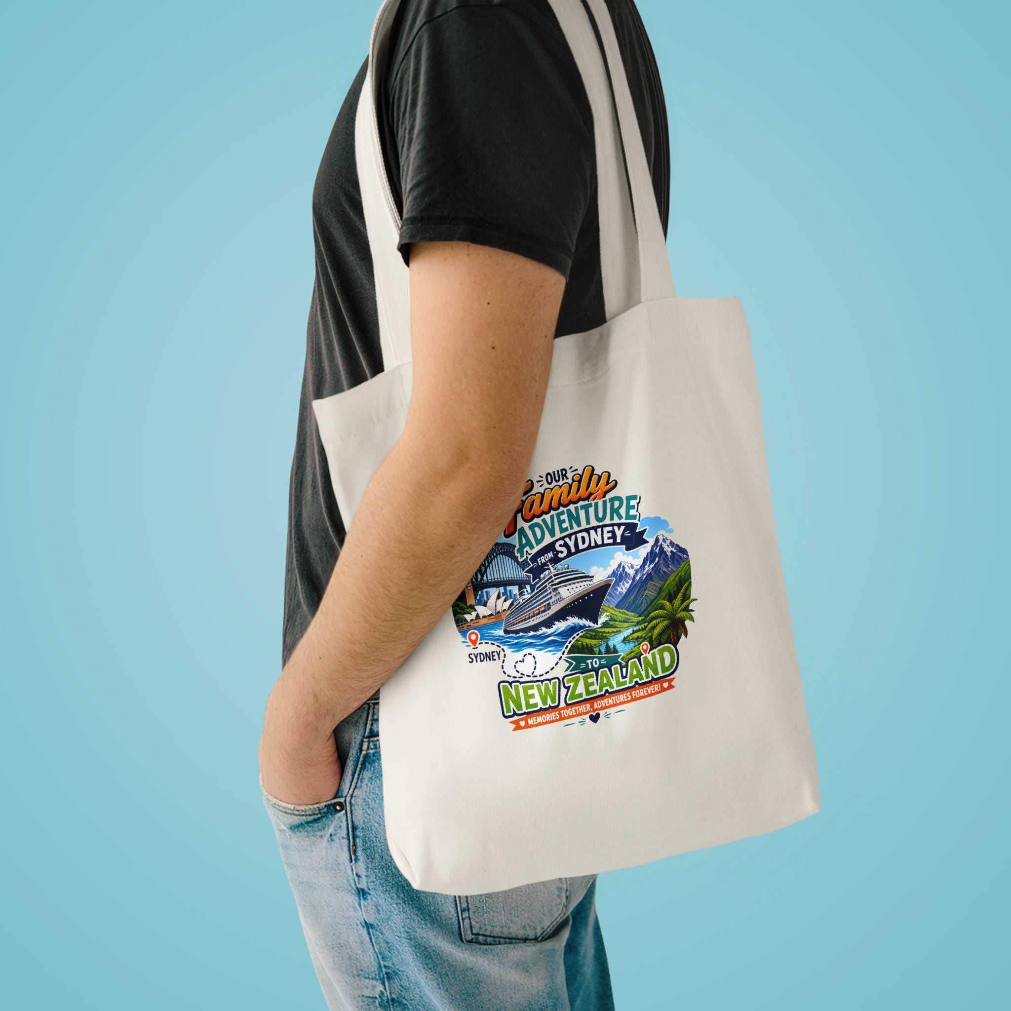 New Zealand Family Adventure Tote Bag – Sydney & NZ Travel Souvenir Cotton Tote