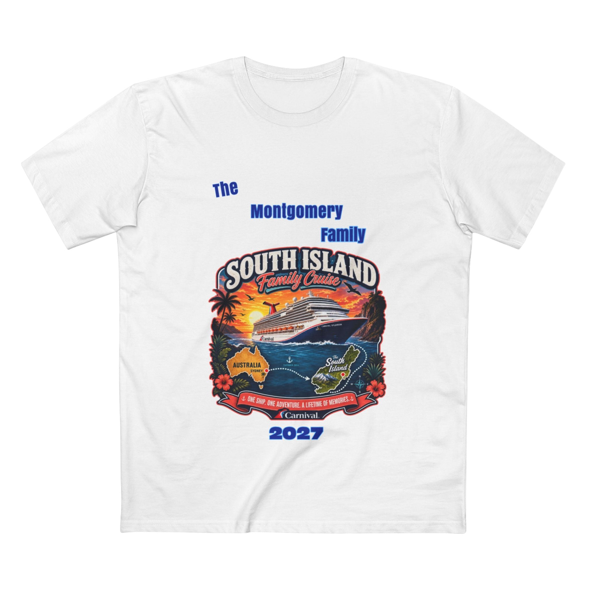 South Island Family Cruise 2027 T‑Shirt — Personalized Montgomery Vacation Tee