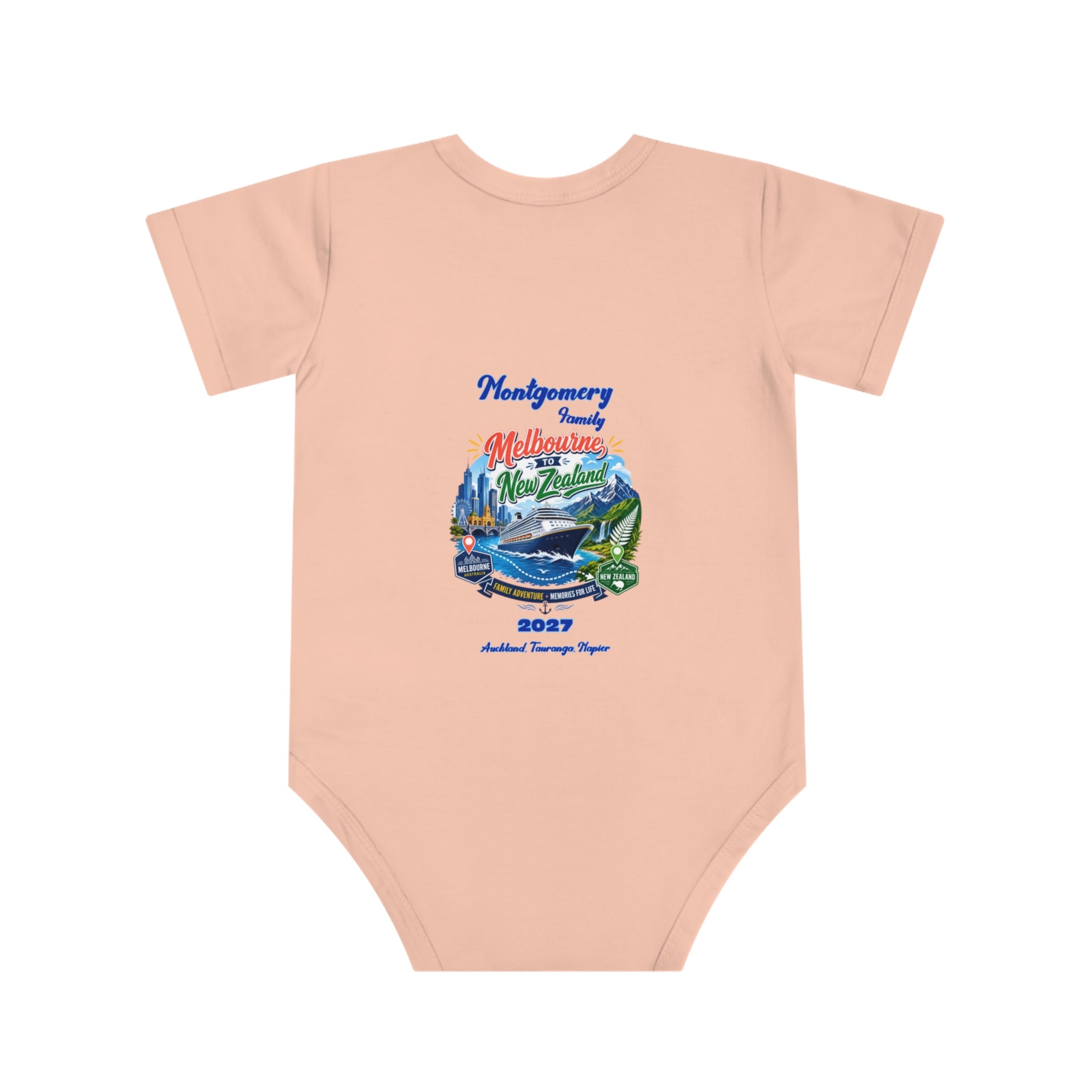 Baby Bodysuit — Vintage Travel Whale Design “Melbourne New Zealand 2027”
