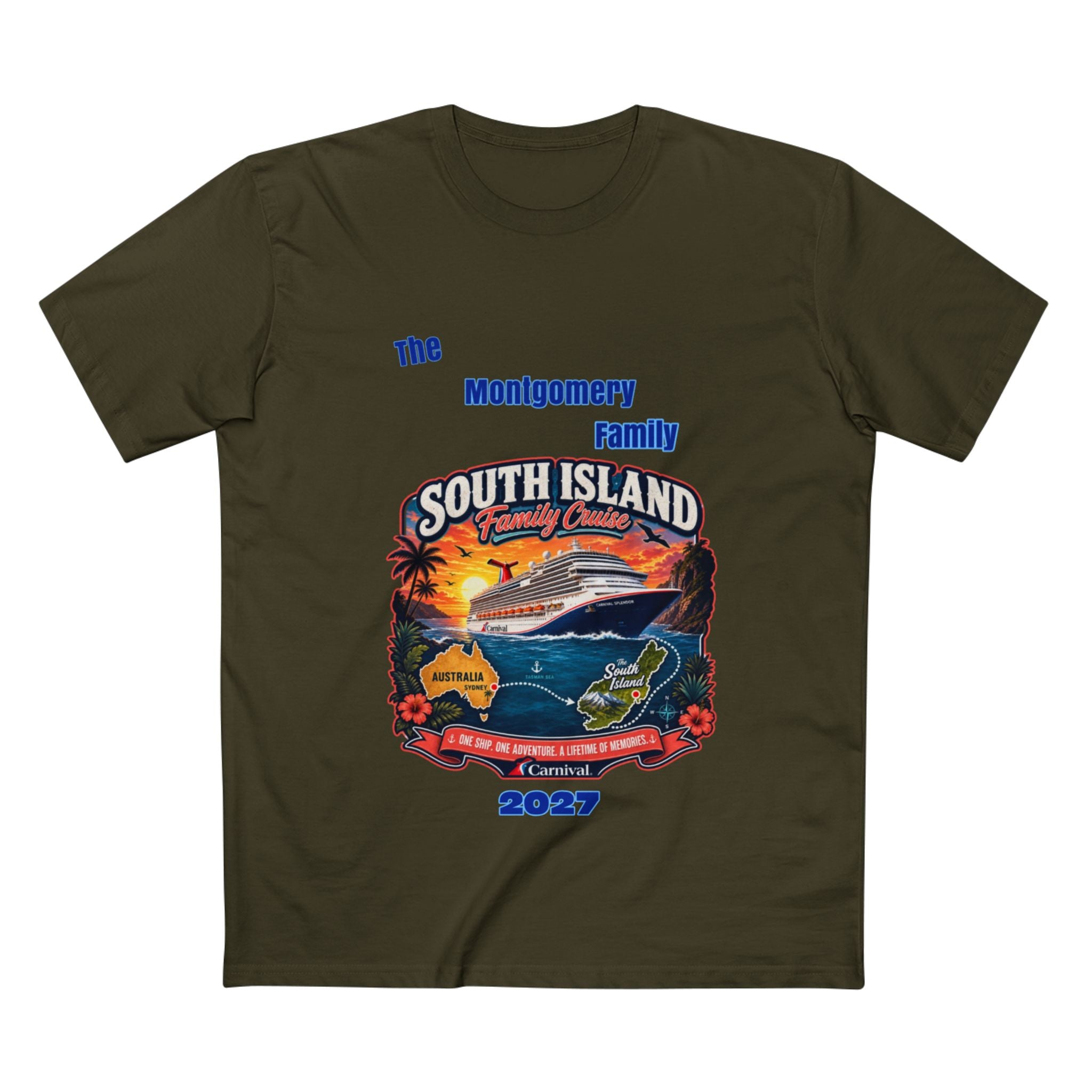 South Island Family Cruise 2027 T‑Shirt — Personalized Montgomery Vacation Tee