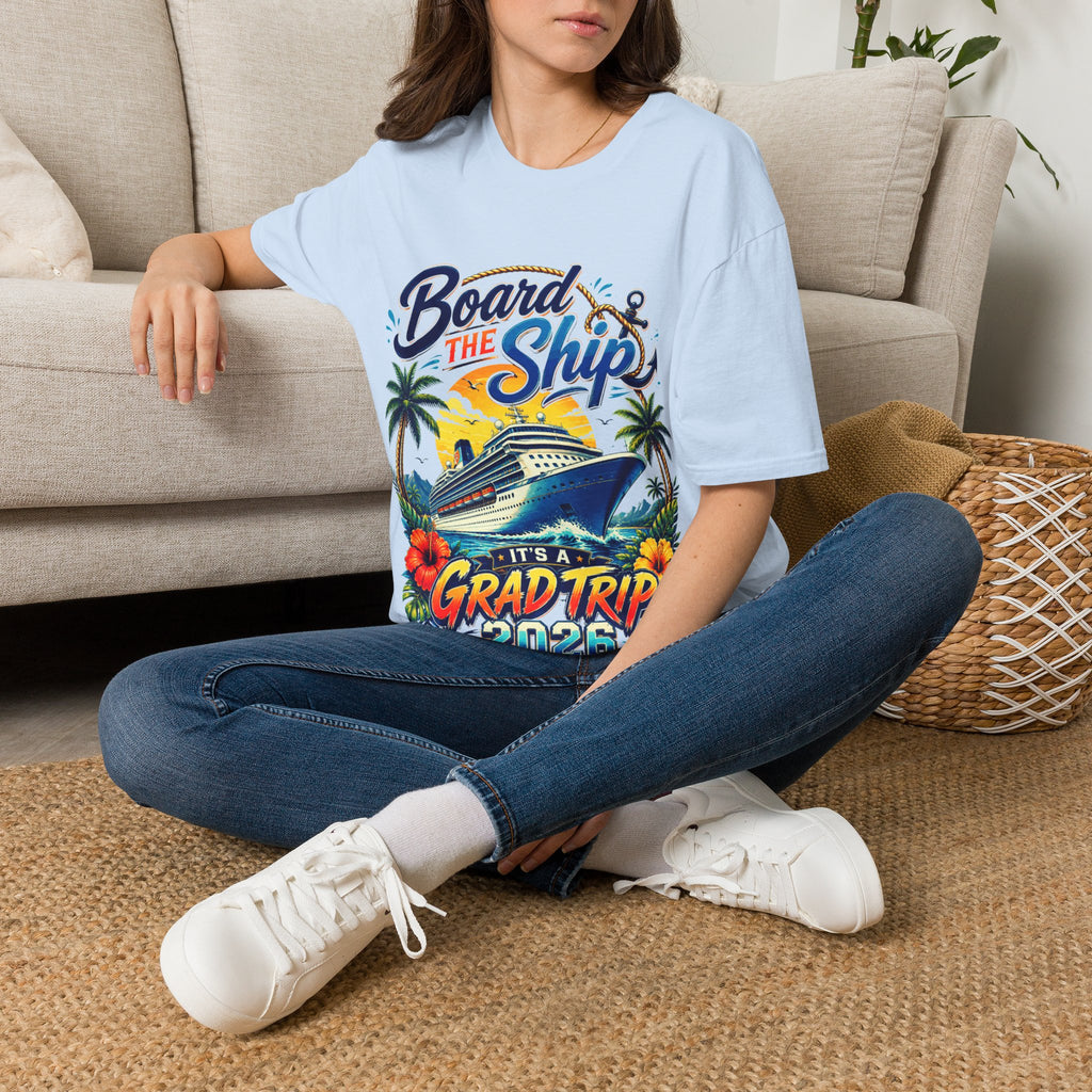 Cruise Vacation T-Shirt — "Board the Ship" Tropical Grad Trip Tee