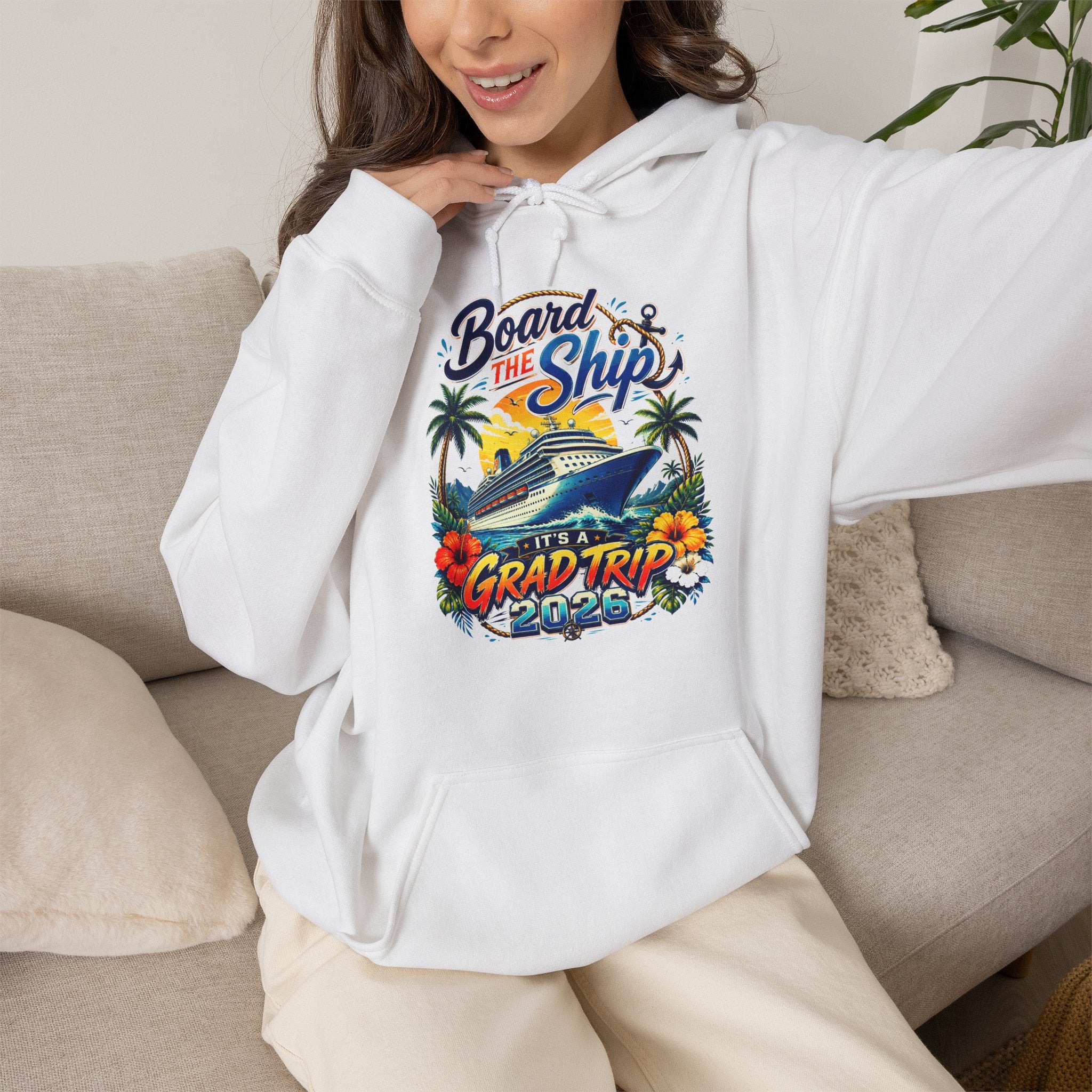 Cruise Vibes Hoodie — "Board the Ship" Grad Trip Graphic Sweatshirt