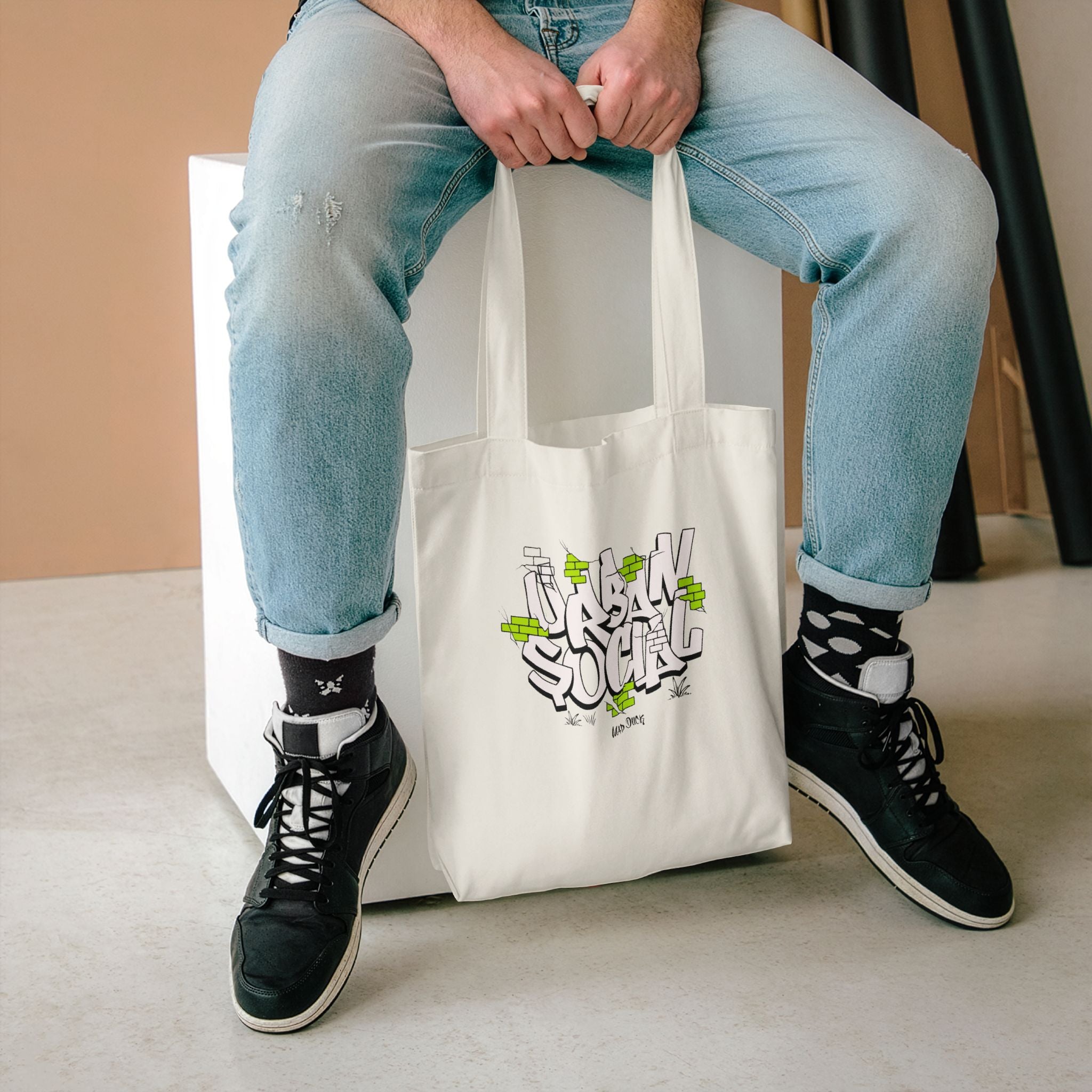 Urban Social Cotton Tote Bag | Graffiti Streetwear