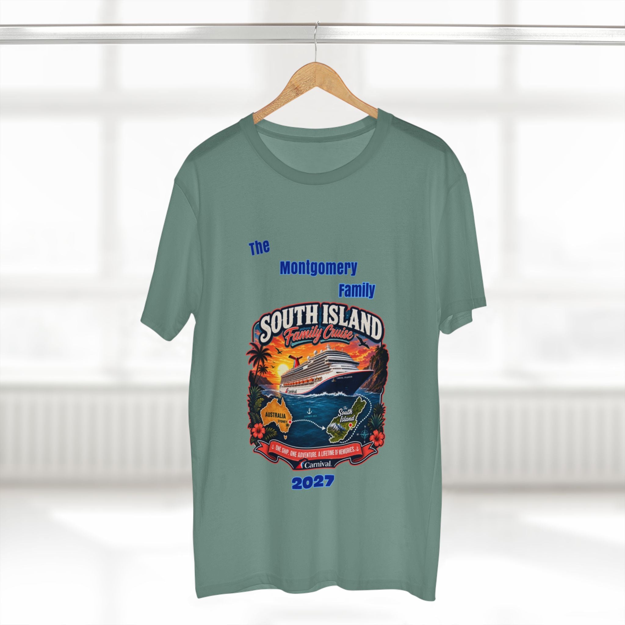 South Island Family Cruise 2027 T‑Shirt — Personalized Montgomery Vacation Tee