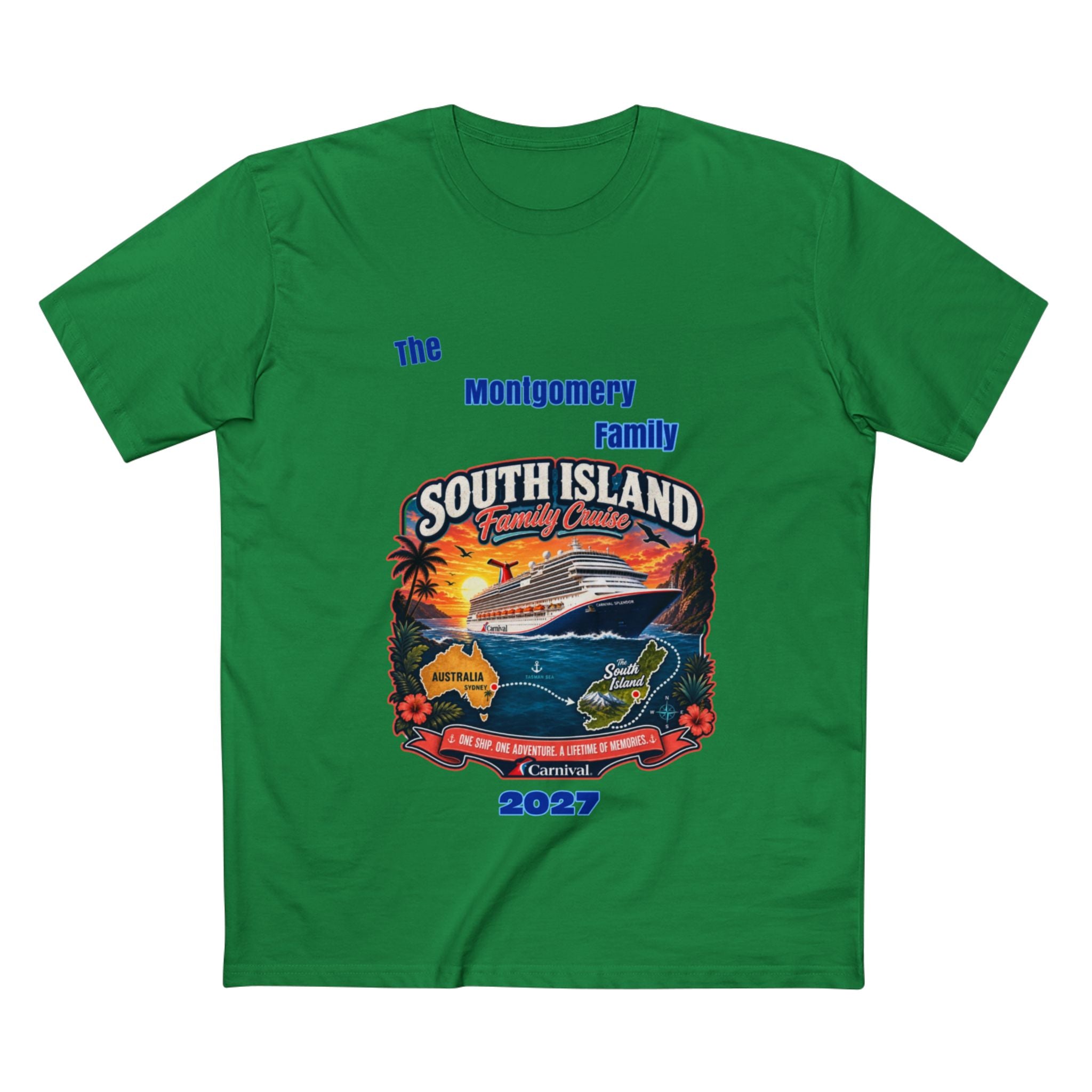 South Island Family Cruise 2027 T‑Shirt — Personalized Montgomery Vacation Tee