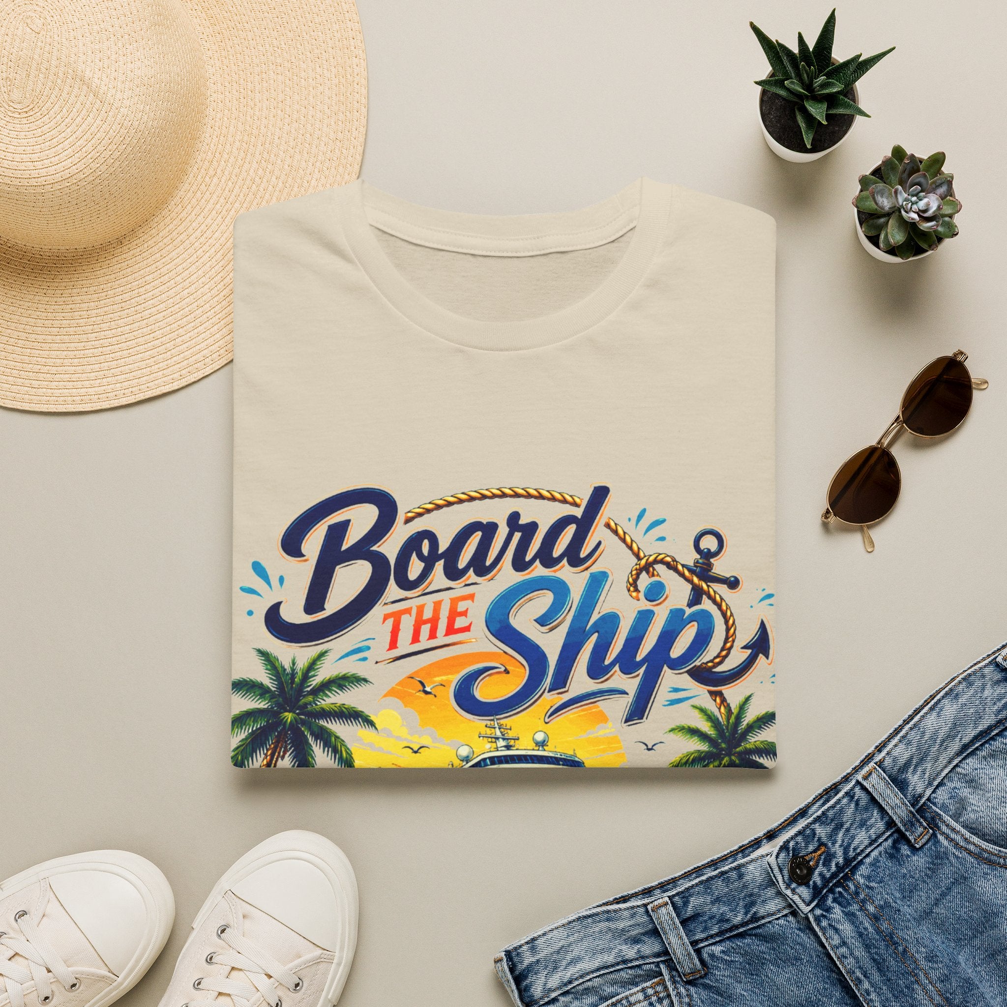 Cruise Vacation T-Shirt — "Board the Ship" Tropical Grad Trip Tee