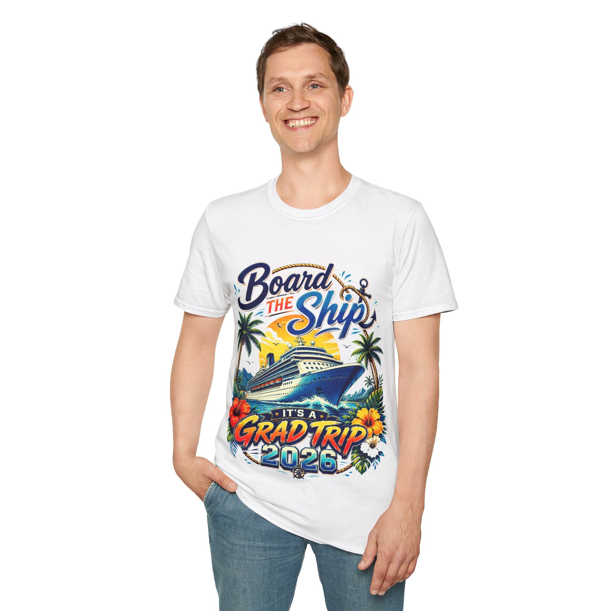 Cruise Vacation T-Shirt — "Board the Ship" Tropical Grad Trip Tee