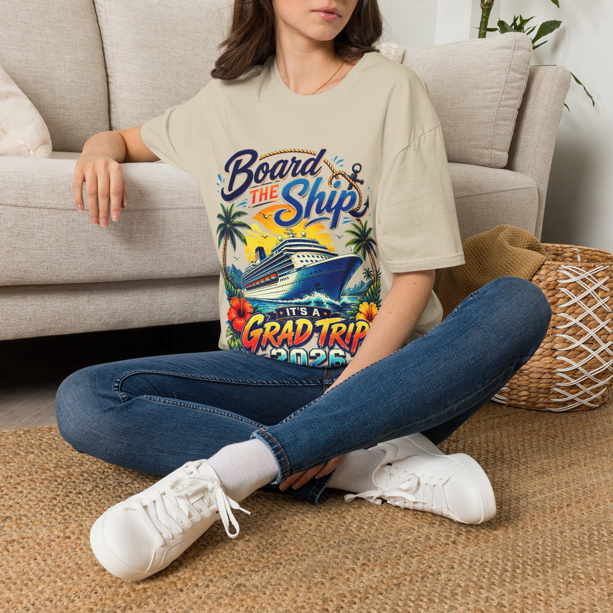 Cruise Vacation T-Shirt — "Board the Ship" Tropical Grad Trip Tee