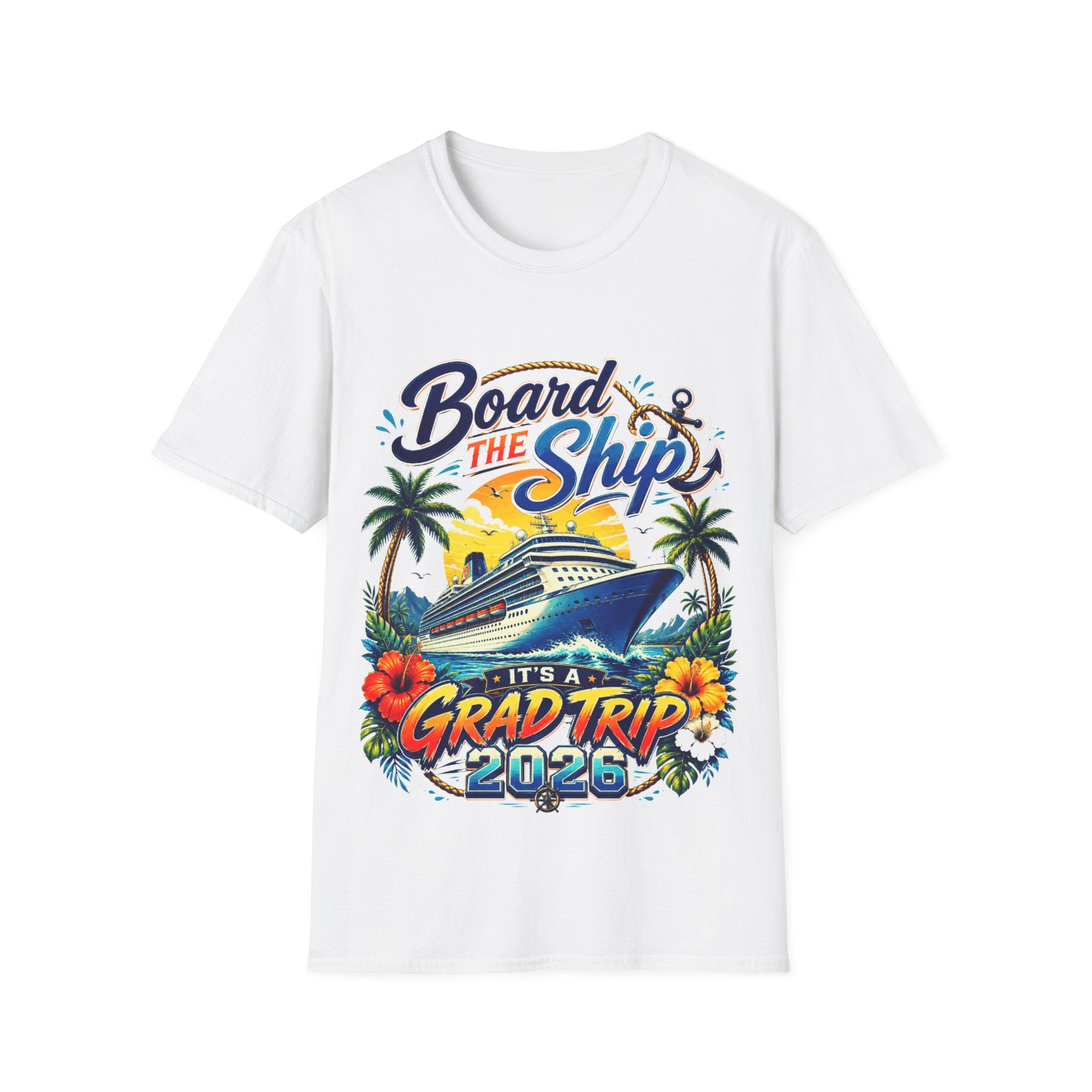 Cruise Vacation T-Shirt — "Board the Ship" Tropical Grad Trip Tee