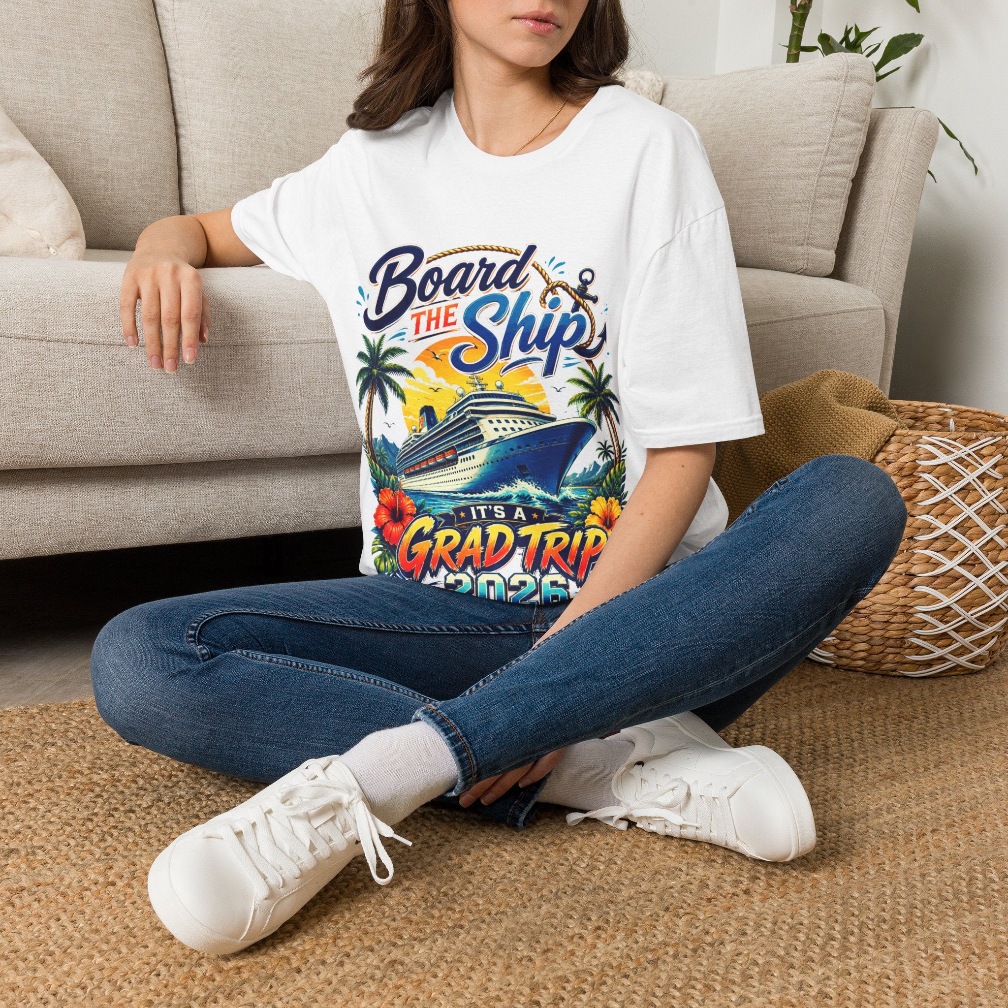 Cruise Vacation T-Shirt — "Board the Ship" Tropical Grad Trip Tee