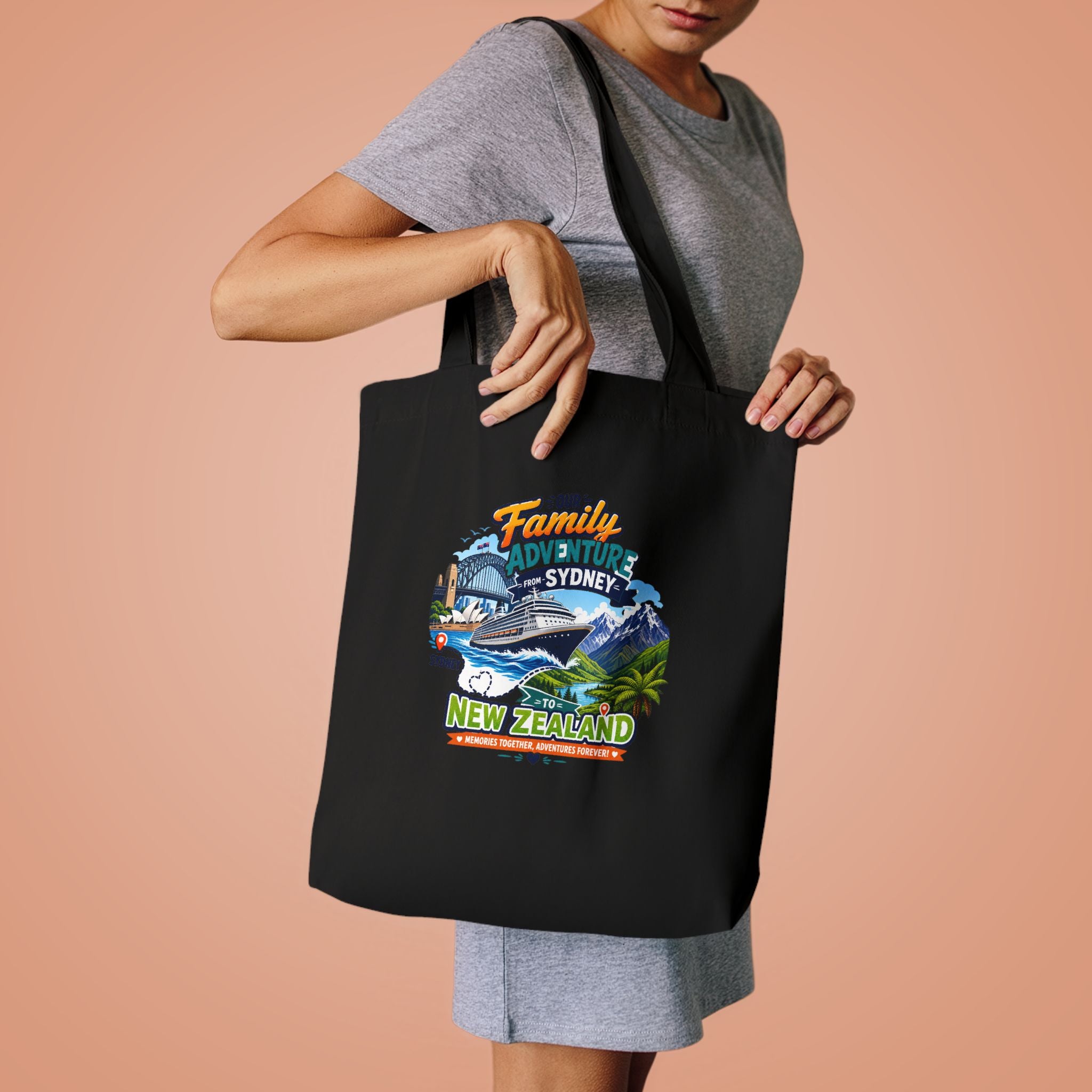 New Zealand Family Adventure Tote Bag – Sydney & NZ Travel Souvenir Cotton Tote