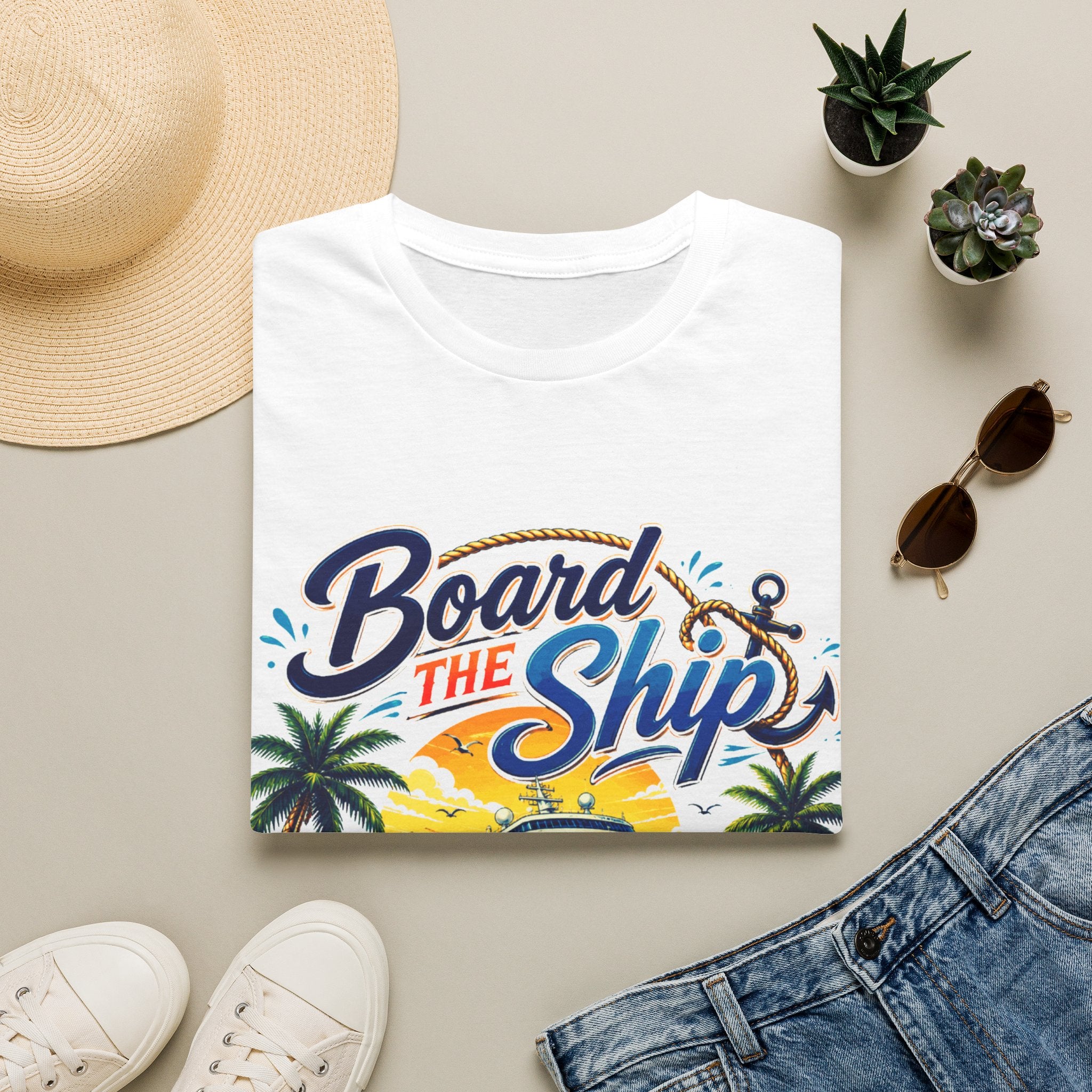 Cruise Vacation T-Shirt — "Board the Ship" Tropical Grad Trip Tee