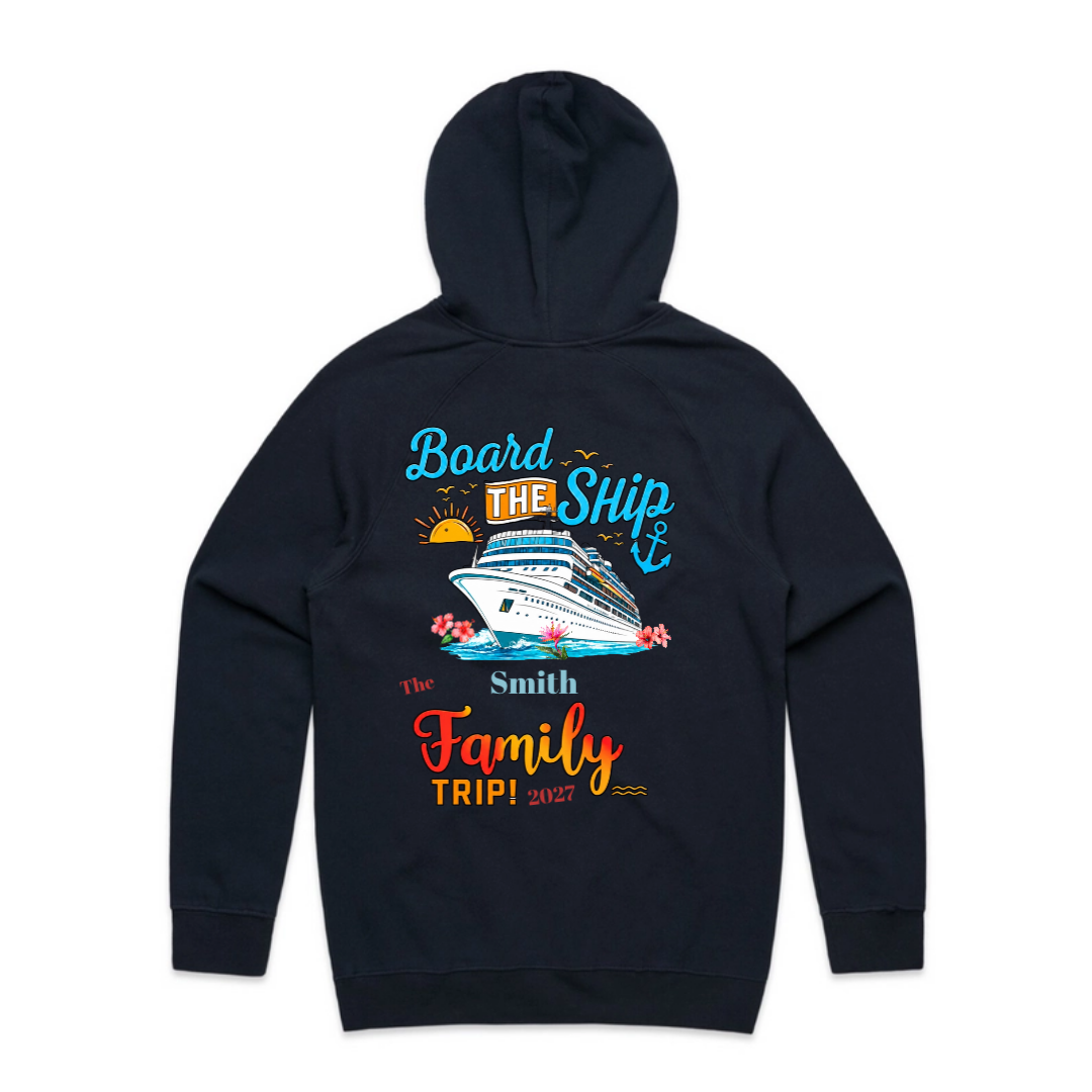 Cruise Family Trip Hoodie — “Board the Ship” Personalized Vacation Sweatshirt